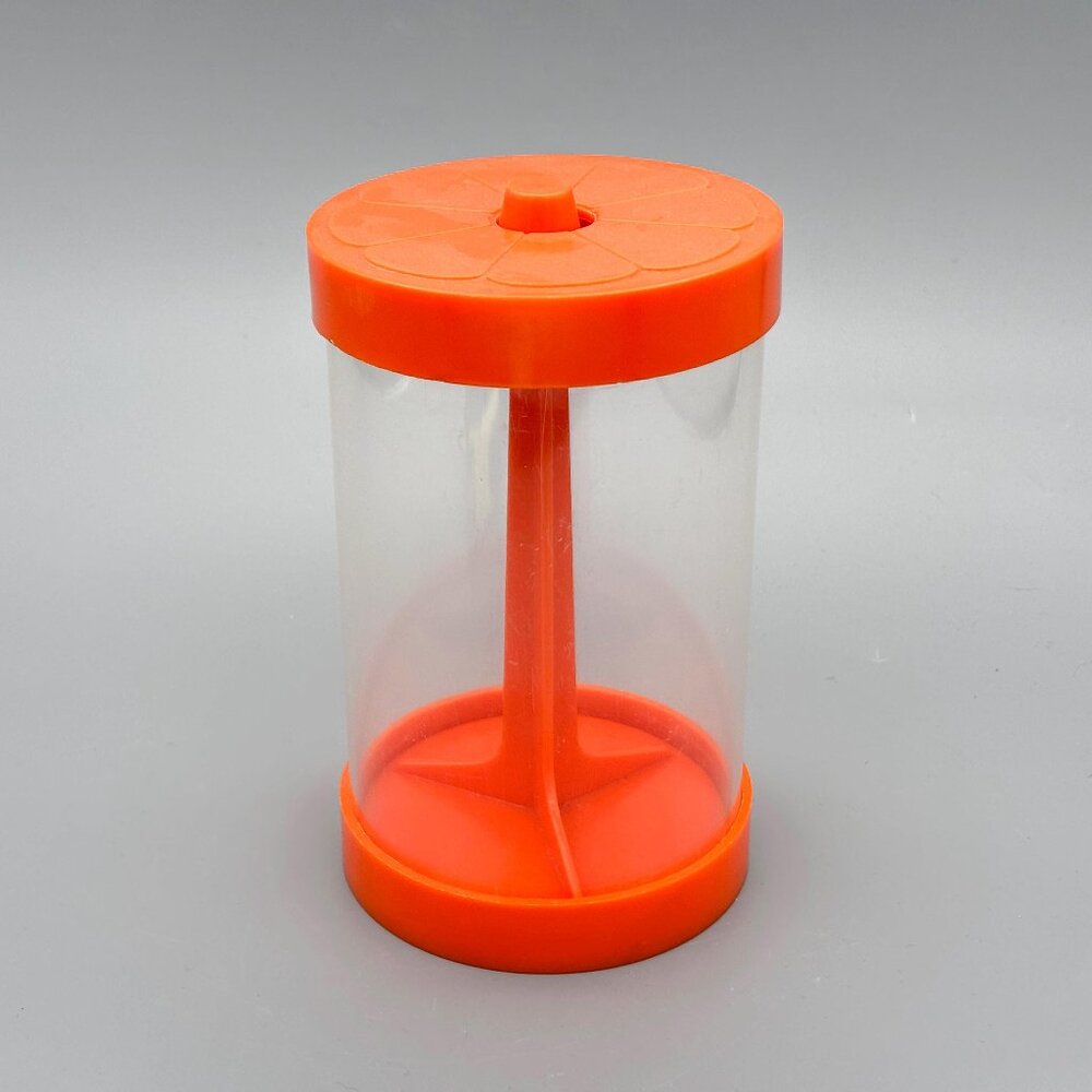 Vintage Orange Plastic Hand Juicer With Clear Chamber Retro Manual Citrus Press